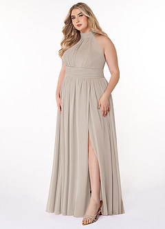 Azazie Iman Bridesmaid Dresses Frost A-Line A-Line Ruched Chiffon Dress image10