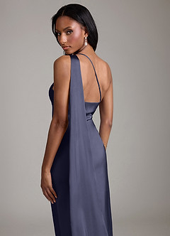 Azazie Juniper Bridesmaid Dresses Stormy Mermaid One Shoulder Stretch Satin Dress image2