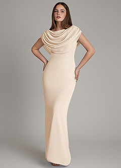 Azazie Hadley Robes de demoiselle d'honneur Robe Sirène en Mousseline de soie Plissée Albâtre Blanc image10