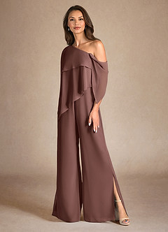 Azazie Halima Klänningar till brudens mor Klänning Jumpsuit/byxdräkt i Chiffong Sidoslits Espresso image6