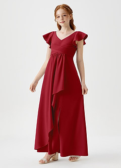 Azazie Omari Junior Klänning av A-Line i Stretch crepe Plisserad image1