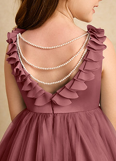 Azazie Lorita Robe Demoiselle D'honneur Fillette Robe Trapèze en Tulle Perlé Améthyste image8