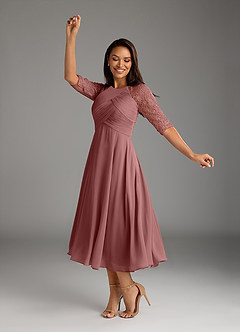 Azazie Dorothea Mother of the Bride Dresses Desert Rose A-Line Scoop lace Chiffon Dress image2