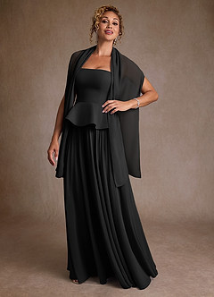 Azazie Josabeth Mother of the Bride Dresses Black A-Line Pleated Chiffon Dress image2