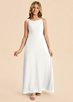 Azazie Gumdrop Junior White Empire Pleated Chiffon Dress image5