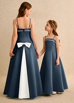 Azazie Izel Girls Formal Flower Girl Dresses Ivory Neptune A-Line Pleated Matte Satin Dress image1