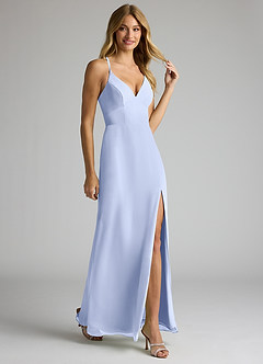 Azazie Becca Bridesmaid Dresses Ice Sheath V-Neck Chiffon Dress image2