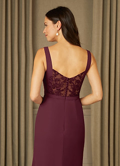 Azazie Yabelle Mother of the Bride Dresses Cabernet Mermaid Lace Chiffon Dress image6