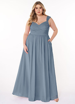 Azazie Raine Final Sale Matcha A-Line Sweetheart Ruched Chiffon Dress image7