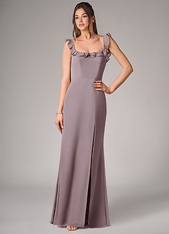 Azazie Callie Robes de demoiselle d'honneur Robe Sirène Convertible en Mousseline de soie Fente Latérale Crépuscule image4