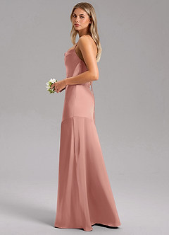 Azazie Grata Robes de demoiselle d'honneur Robe Fourreau en Satin extensible Fente Latérale Rosette image5