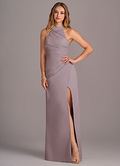 Azazie Jemma Brautjungfernkleider Etui Plissee Chiffon Kleid Dämmerung image4
