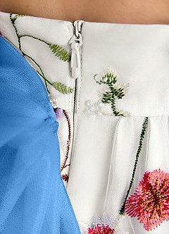 Azazie Peppa vestidos de niña de las flores Vestido de Marfil Azul Pastel de Tul de Corte en A con Escote de Corazón image7