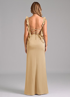 Azazie Jessamine Brautjungfernkleider A-Linie Korsett Stretch-Satin Kleid Gold image6