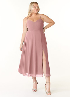 Azazie Clarissa Bridesmaid Dresses Dusty Rose A-Line V-Neck Chiffon Dress image7