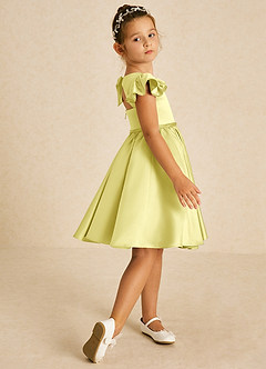 Azazie Sugar Plum Flower Girl Dresses Lemon Sorbet A-Line Bow Matte Satin Dress image3