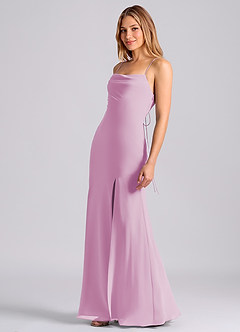 Azazie Grata Brudtärnklänningar Klä av Sjöjungfru i Chiffong Plisserad Godisrosa image4