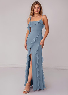 Azazie Malia 집에서 입어보는 드레스 쉬스 셔링 쉬폰 바닥 길이 드레스 image4