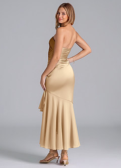Azazie Danie Bridesmaid Dresses Champagne Sheath Strapless Chiffon Dress image2