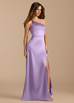 Azazie Trina Jurken voor bruidsmeisjes Jurk van Metaalachtig Satijn met A-Lijn One-Shoulder Lila image4