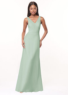 Azazie Nala Bridesmaid Dresses Agave A-Line Pleated Chiffon Dress image1