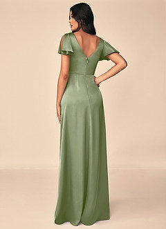 Azazie Soren Kleider zum Anprobieren zu Hause A-Linie Plissee Stretch-Satin Kleid Rotbraun image2