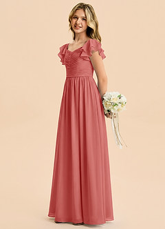 Azazie Anaya Junior Linia A Dekolt w kształcie serca Szyfon Długość podłogi Młodsza Druhna Sukienka image3