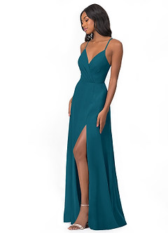 Azazie Everleigh Bridesmaid Dresses Ink Blue A-Line Sweetheart Pleated Chiffon Dress image5
