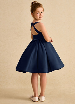 Azazie Julietta vestidos de niña de las flores Vestido de Azul Marino Oscuro de Tul de Princesa con Convertible image8