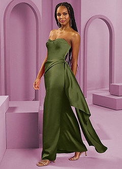 Barbie ♥ Azazie Bridesmaid Dresses Olive Sheath Strapless Stretch Satin Convertible Dress image6