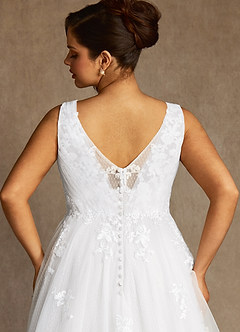 Azazie Alemia Wedding Dresses Diamond White A-Line Lace Tulle Dress image12