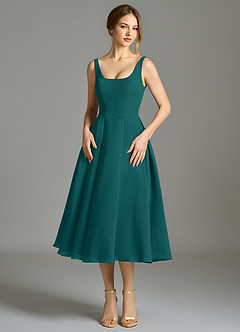 Azazie Amalie Bridesmaid Dresses Peacock A-Line Pleated Chiffon Dress image4