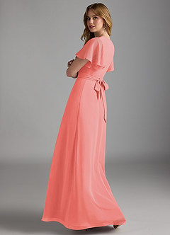 Azazie Zaniah Bridesmaid Dresses Coral A-Line Chiffon Dress image7