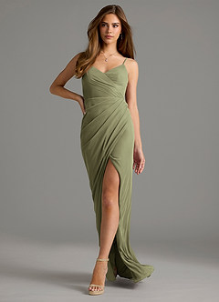 Azazie Maci Bridesmaid Dresses Pistachio Sheath Pleated Mesh Dress image6