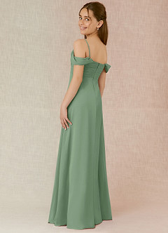 Azazie Kaitlynn Junior Matcha A-Line Off the Shoulder Chiffon Dress image5