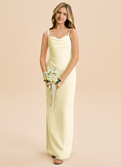 Azazie Mai Junior Lemon Sorbet Sheath Pleated Chiffon Dress image4