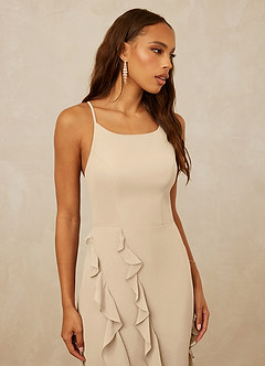 Christian Siriano Bridal for Azazie 1006 Bridesmaid Dresses Champagne Mermaid Ruched Chiffon Dress image6