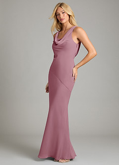Azazie Rylina Bridesmaid Dresses Vintage Mauve Mermaid Pleated Chiffon Dress image4