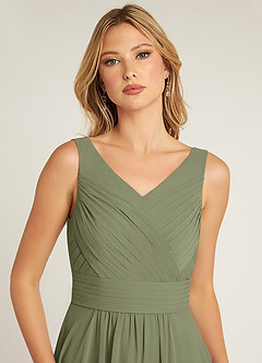 Azazie Pierrette Bridesmaid Dresses Pistachio A-Line Pleated Chiffon Dress image5