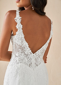 Azazie Ady Vestidos de novia Vestido de Diamante Blanco de Crepé elástico de Corte Sirena con Lentejuela image6