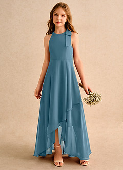 Azazie Boop Girls Formal Flower Girl Dresses Bermuda A-Line Bow Chiffon Dress image4