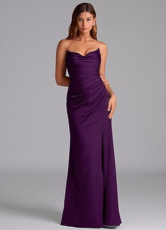 Azazie Claudelle Suknie dla druhen Syrena Bez ramiączek Satyna elastyczna Do ziemi Sukienka image6