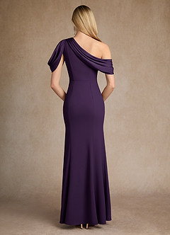 Azazie Paris Mother of the Bride Dresses Plum Mermaid Pleated Stretch Crepe Dress image3