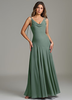 Azazie Dawn Bridesmaid Dresses Eucalyptus Mermaid Pleated Chiffon Dress image4