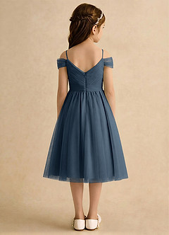Azazie Lila Girls Formal Robe Demoiselle D'honneur Fillette Robe Trapèze en Tulle Épaule décolletée Neptune image2