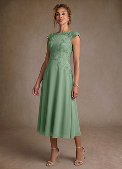 Azazie Crista Kleider für die Brautmutter A-Linie Spitze Chiffon Kleid Matcha image4