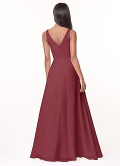 Azazie Nala Bridesmaid Dresses Merlot A-Line Pleated Chiffon Dress image2