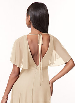 Azazie Tinsley Brautjungfernkleider A-Linie Plissee Gittergewebe Kleid Champagner image4