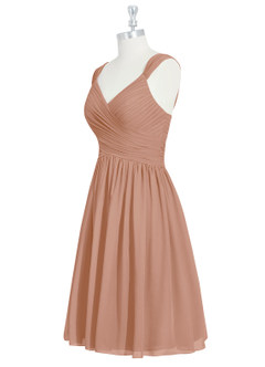 Azazie Angie Robes de demoiselle d'honneur Robe Trapèze en Mousseline de soie Corset Champagne Rosé image9