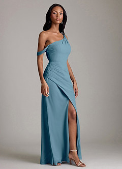 Azazie Madelyn Bridesmaid Dresses Bermuda Mermaid One Shoulder Chiffon Convertible Dress image4